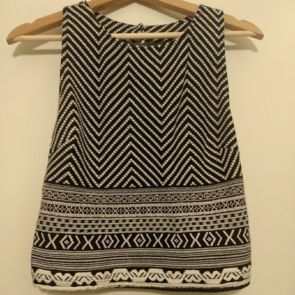 Olive tree- black and white bohemian styled shirt.